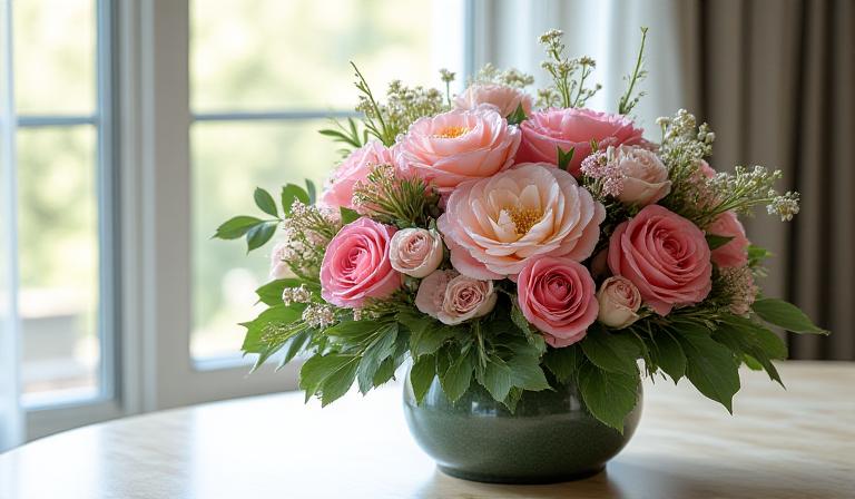 Ein kunstvoll gebundener Blumenstrauß