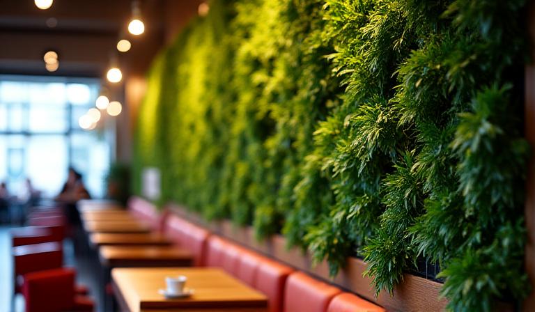 Grüne Wand in einem gemütlichen Cafe in Kölner Südstadt